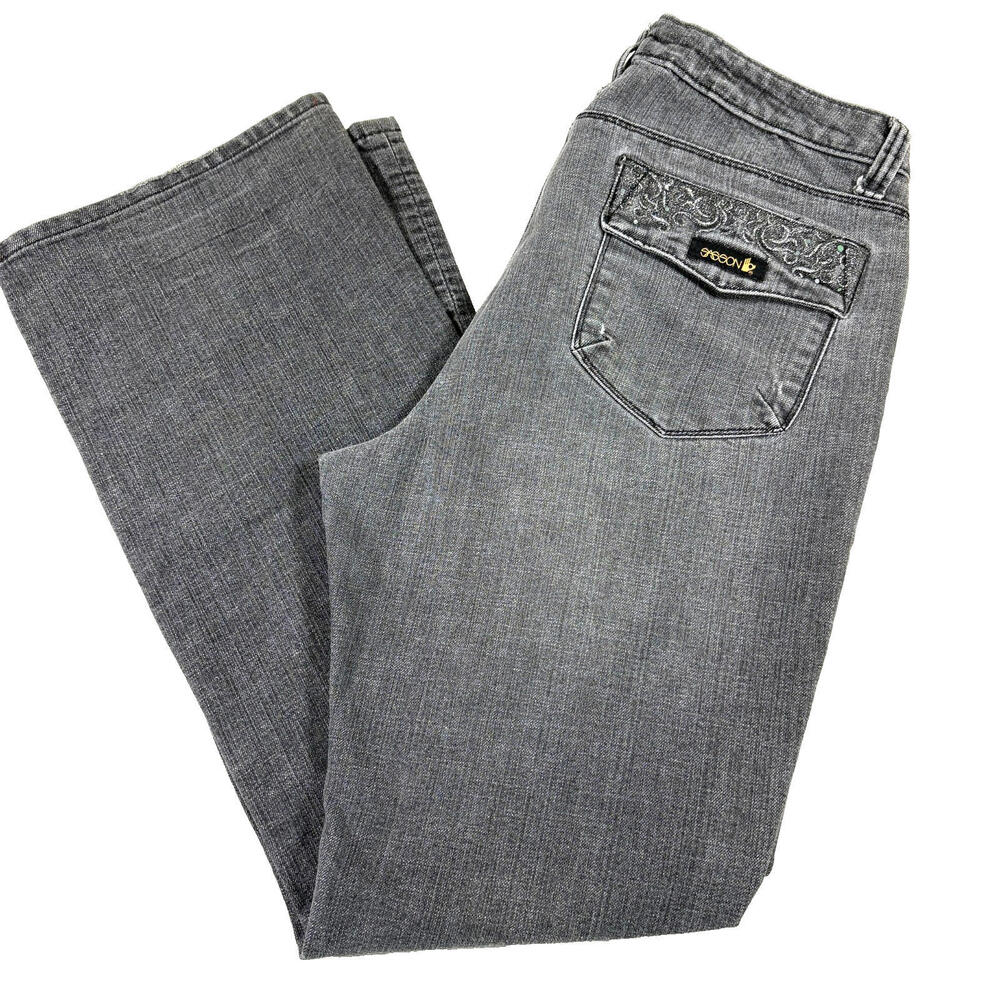 Vidal Sassoon Womens Grey Bootcut Jeans Size 12 Stretch Denim Y2K Grunge Fit